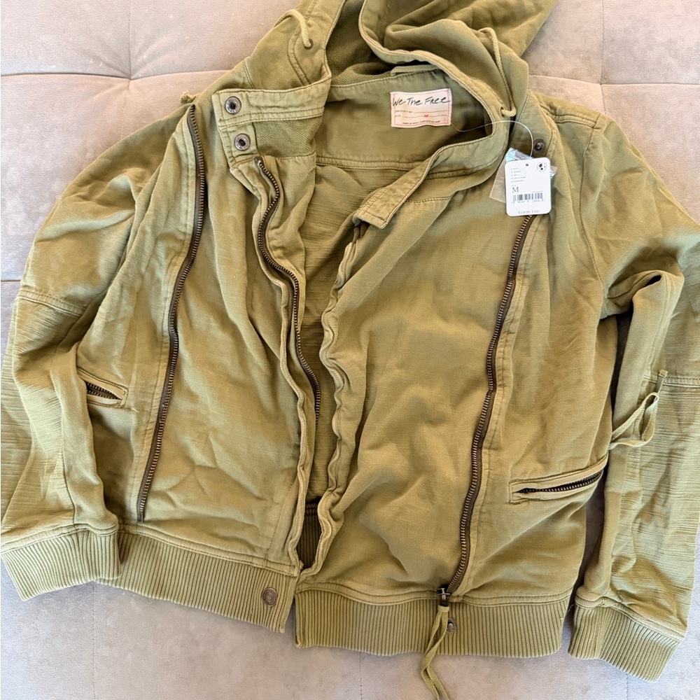 Free people Green Zip-Up Hoodie